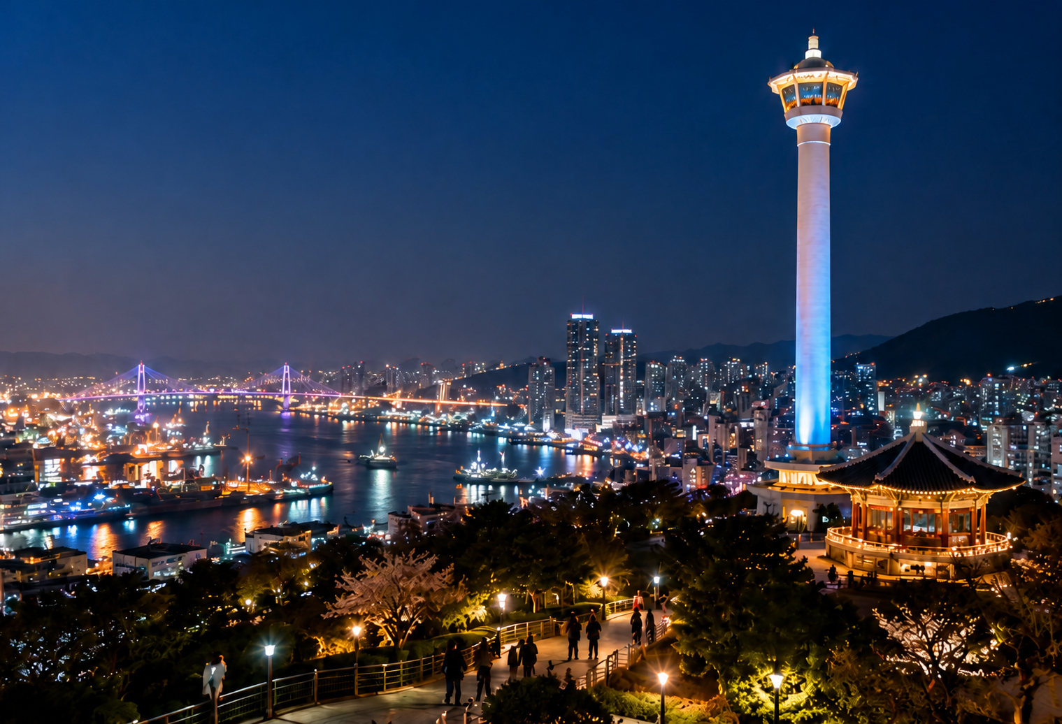 龙头山公园与釜山塔夜景旅行配图